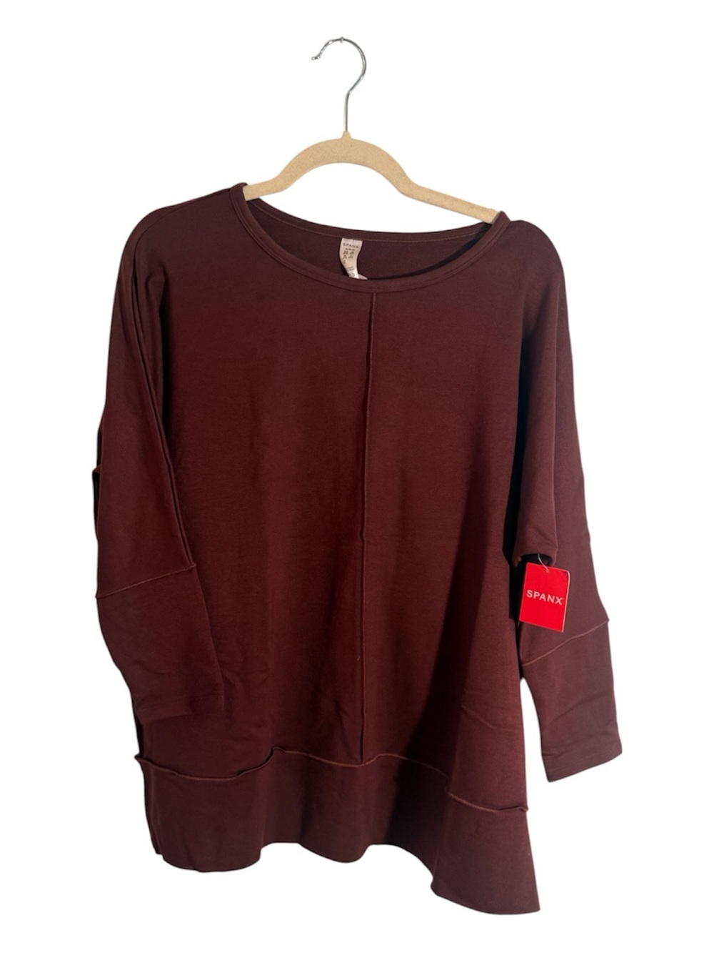 NWT SPANX Scoop Neck PLT Dolman Long Sleeve Top in Hickory Rouge Size M